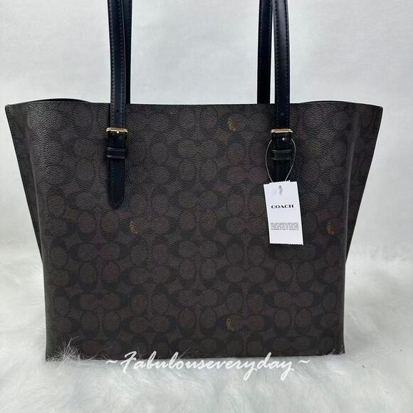 Coach Mollie Tote Bag In Signature Canvas CV967 Walnut/Black NWT - Picture 5 of 11
